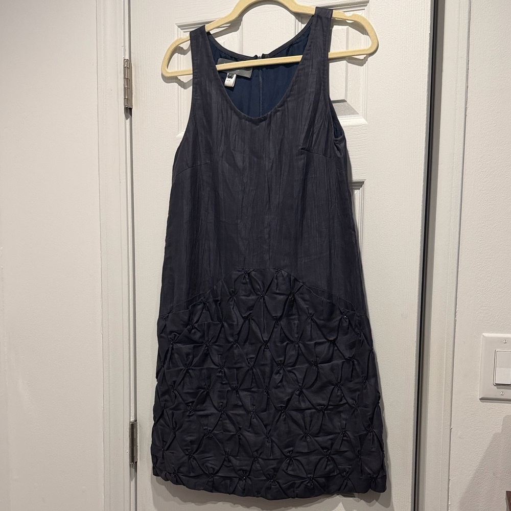 Sachin + Babi Navy Sleeveless Textured Drop-Waist Dress